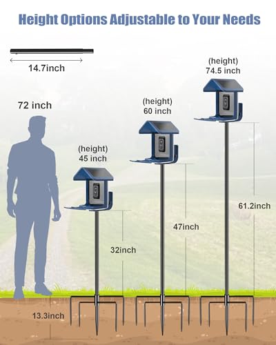 Bird Feeder Pole Stand – 74.5 Inch Height Feeding Station with 1-Inch Dia Heavy Duty for Hanging Feeders, Bird - view 3