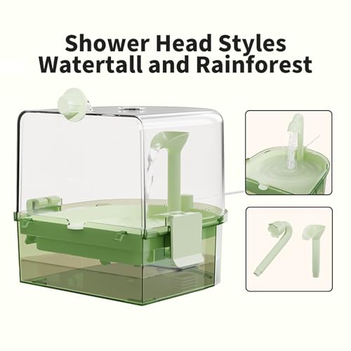 Automatic Bird Baths for Cage – Indoor Parakeet Bath with Pump, Bird Shower with 2 Modes Running Water, Bird C - view 4