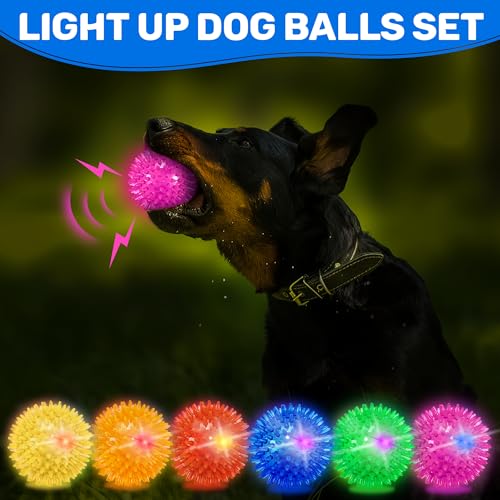 6 Pack 2.5" Light Up Squeaky Dog Balls, Spiky Dog Toy Balls for Puppy Small,Medium Dogs - view 4