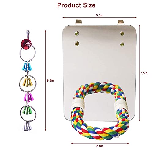 7" Bird Mirror with Rope Perch Bird Toys Swing, Comfy Perch for Greys s Parakeet Cockatiel Conure Lovebirds Fi - view 3