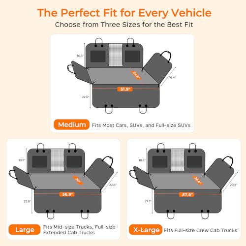 URPOWER Back Seat Extender for Dogs - Large Hard Bottom Dog Car Seat Cover Holds 550lbs, Waterproof Comfortabl - view 7