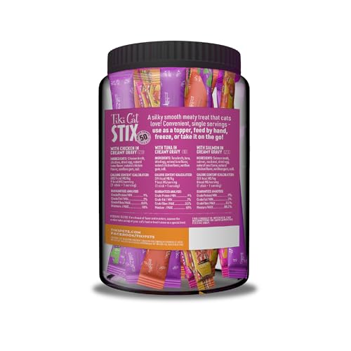 Tiki Cat Stix Mousse Treats, Variety Mega Jar, Single Serve Indulgent Lickable Treat or Dry Food Topper, 50 Co - view 4
