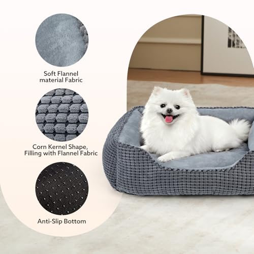 MIXJOY Dog Bed for Large Medium Small Dogs, Rectangle Washable Sleeping Puppy Bed, Soft Calming Cat Beds for I - view 4