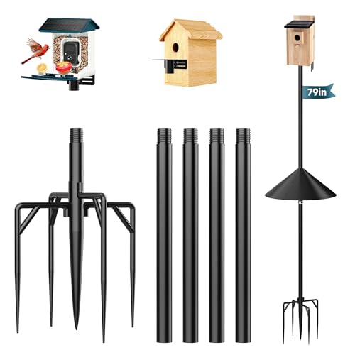 Smart Bird Feeder Pole Stand with Proof Squirrel Baffle - Dia 1 Inch Bird House Pole 79", Feeding Station for  - view 2