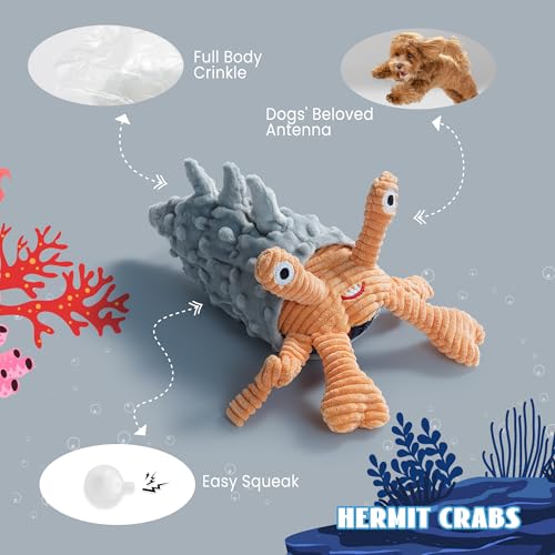 Nocciola 4 Packs Crinkle Squeaky Dog Toys for Aggressive Chewers, Tough Durable Stuffed Plush Rope Tug Puppy C - view 6