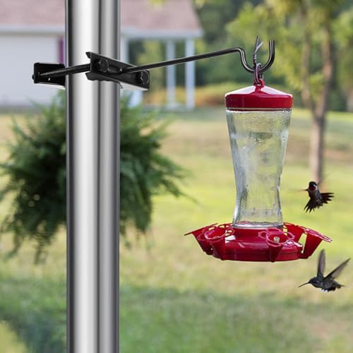 2 Pack Bird Feeder Hanger Hook, Metal Clamp-On Deck Hook for Railing Pole, Outdoor Hanging Bracket for Plant,  - view 4