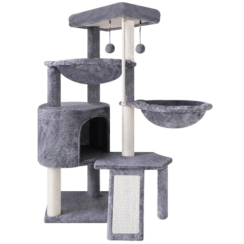 Xin Three Layer Cat Tree with Cat Condo and Two Hammocks,Grey - view 2