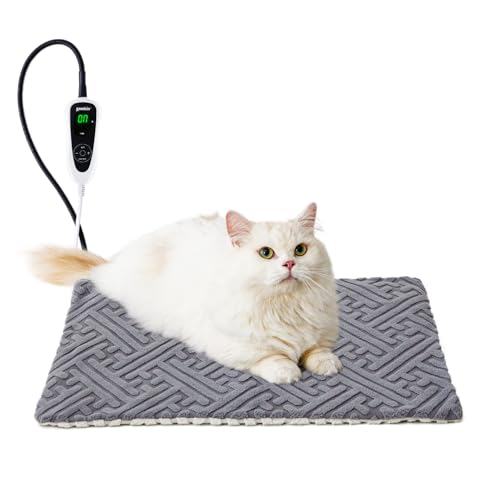 Cat Heating Pad - 11 Adjustable Temperature and 25 Timer Options, Heated Cat Bed Indoor with Chew-Resistant Co - view 2