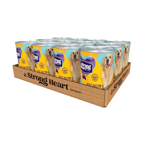A Strong Heart Wet Dog Food, Beef, Bacon & Cheese Flavor - 13.2 oz Cans (Pack of 12), Made in The USA with Rea - view 2