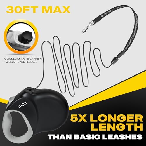 Fida Upgraded Retractable Dog Leash 30ft, Heavy Duty Pet Walking Leash for Medium/Large Breed up to 110 lbs, 3 - view 3