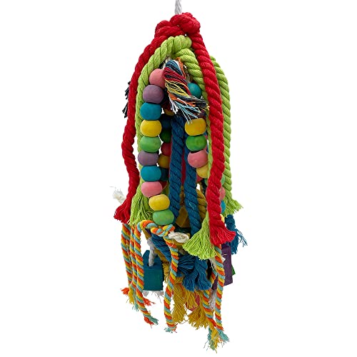 20.5 inch Parrot Chewing Toys - Wooden Block Tearing and Cotton Rope Toys for Medium Large Extra Large Parrot  - view 3