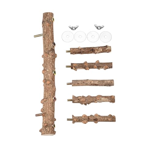 Mogoko Bird Ladder Perch for Cage, Natural Wood Bird Parrot Perch Stand Parrot Perch Bridge Climbing Chewing T - view 4