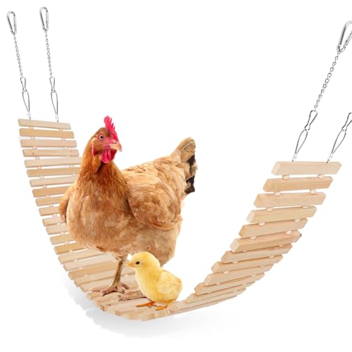 Jorewood Chicken Coop Toy Natural Wooden Chicken Swing & Bridge Toys Multi-Functional Poultry Perch with Woode - view 2