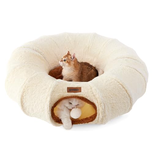 Cat Tunnel Bed for Indoor Cats, Cute Cat Donut Toy Tunnel for Small Large Cats, Peekaboo Pet Cave Play Tunnel  - view 2