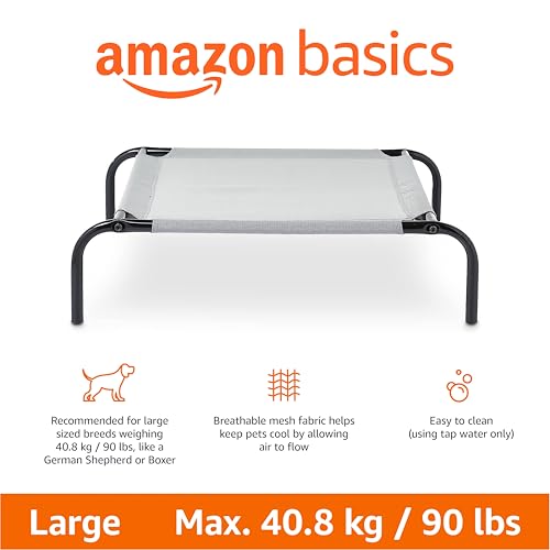 Basics Cooling Breathable Elevated Dog Bed with Metal Frame for Large Dogs, 51 x 31 x 8 Inch, Grey - view 3