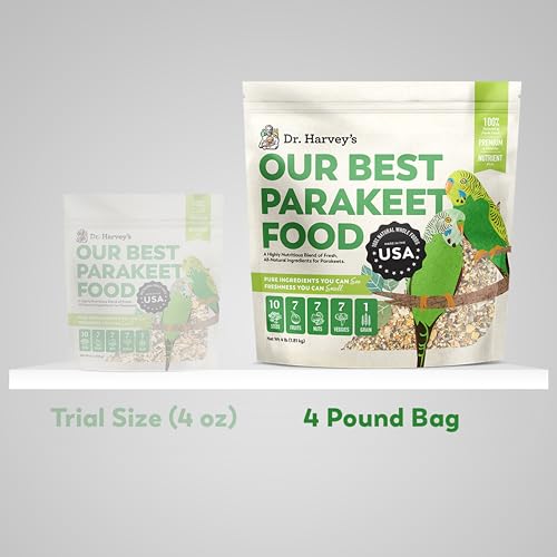 Dr. Harvey's Our Best Parakeet Food, Wholesome Seeds, Nuts, Fruits, and Vegetable Bird Feed for Budgies and Pa - view 3