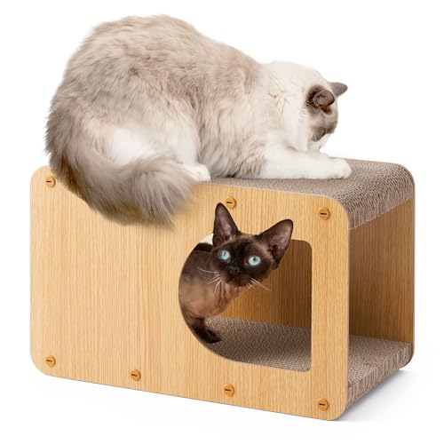 EHEYCIGA Cardboard Cat Scratcher House, 17-Inch Corrugated Cat Scratcher for Indoor Cats, Kitten Scratching Bo - view 2
