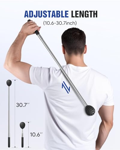 Gelibo Telescoping Large Back Scratcher with 5 Detachable Heads,Rubber Handles Gifts for Him, Gifts for Men, E - view 3