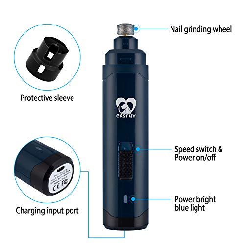 Casfuy Dog Nail Grinder Upgraded - Professional 2-Speed Whisper-Quiet Electric Pet Nail Trimmer Painless Paws  - view 7