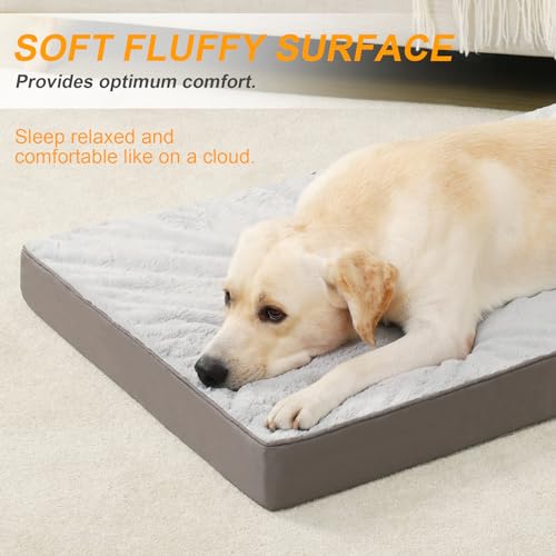KSIIA Orthopedic Dog Bed Dog Crate Bed Waterproof for Large Dogs Deluxe Plush Washable Pet Mat with Egg Crate  - view 4