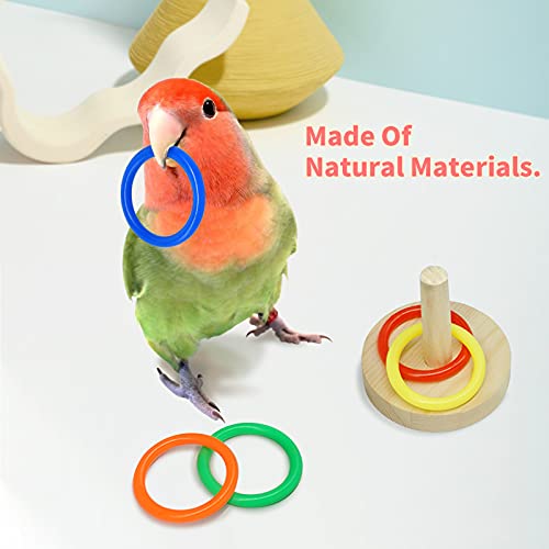 Bird Toys for Parakeets,5pcs Parrot Toys Set (Include Basketball Hop,Skateboard,Stacking,Parrot Wooden Block P - view 3