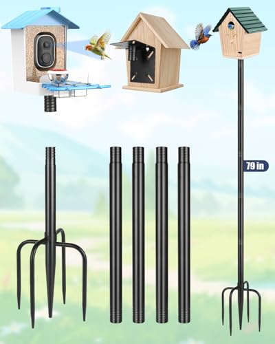 Smart Bird Feeder Pole Stand, 79 Inch Heavy Duty Bird House Pole for Outdoors Adjustable Mounting Pole for Sma - view 2
