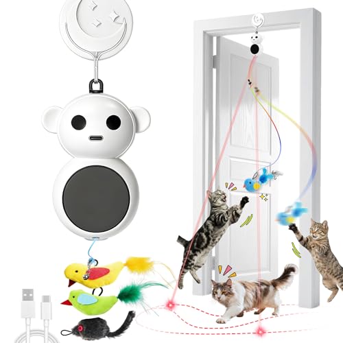 Interactive Cat Toys for Indoor Cats: 2 in 1 Laser Pointer Cat Toy with Automatic Flying Bird & Mouse Wand, Sm - view 2