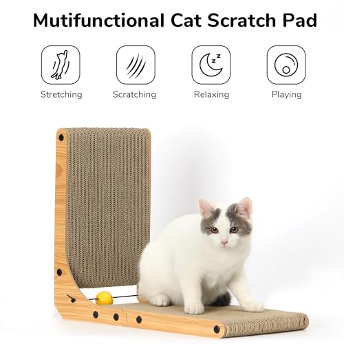 FUKUMARU Cat Scratcher, 18.9 Inch L Shape Cat Scratch Pad, Vertical Cat Scratcher Wall Mounted, Cat Scratching - view 3