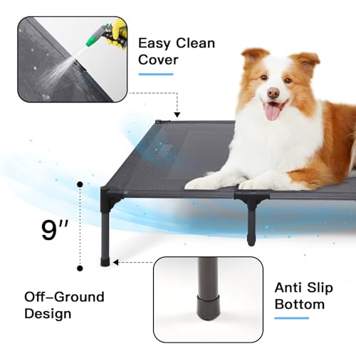 Suddus Elevated Dog Bed for Large Dogs 140lb, Breathable Cooling Raised Dog Cot with Dual Support Bars & Metal - view 5