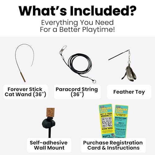 Forever Stick - The Unbreakable Cat Wand Toy, Durable Cat Toy Wand, Extra Long Cat String Toy, Cat Fishing Pol - view 7