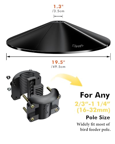 iBorn Squirrel Baffle for Bird Feeder Pole, 19.5” Oversized Squirrel Guard Defender, Bird Feeder for Outdoors  - view 3