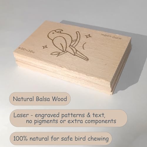 Bird Toys Chew Toys 100% Natural - 10 Pack Balsa Wood Chips, The Softest Wood in The World - Bird Cage Accesso - view 3