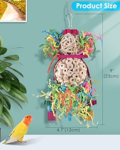 Bissap 2PCS Bird Parrot Foraging Shredder Hanging Toys Sola Balls Sepak Takraw with Pacifier for Small Parrots - view 3