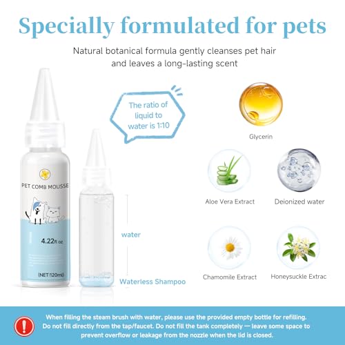 Pet Steam Brush for Dog & Cat - 3-in-1 Steam Grooming Brush for Shedding & Hair Removal - Self Cleaning Spray  - view 4