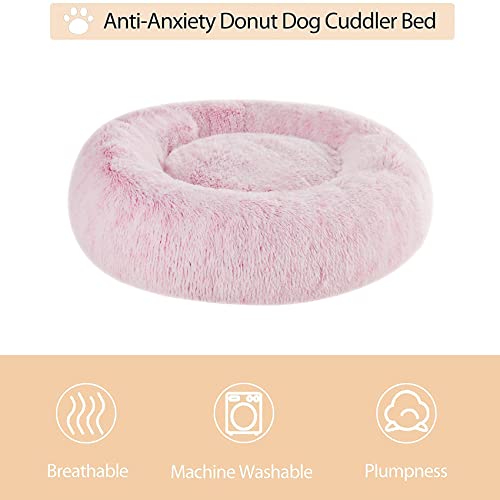 WNPETHOME Calming Dog Bed Cat Bed Donut, Faux Fur Pet Bed Self-Warming Donut Cuddler, Comfortable Round Plush  - view 4