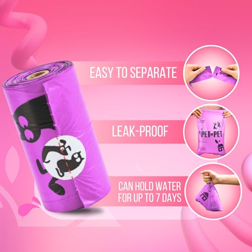 PET N PET Poop Bags for Dogs, 288 Count Lavender Scented Dog Waste Bags with Leash Dispenser, USDA Certified 3 - view 5