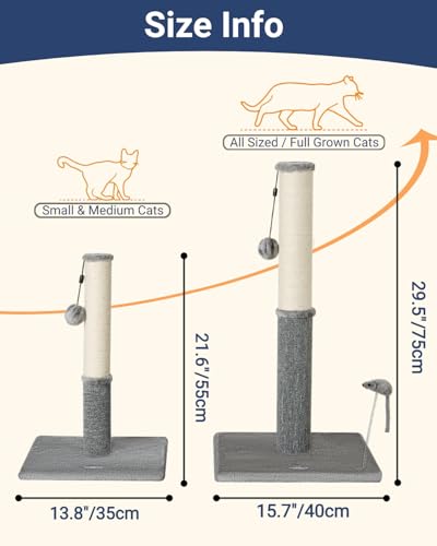 Happi N Pets Cat Scratching Post, Cat Scratcher for Indoor Cats, Sisal Scratching Post & Carpet Post in One, S - view 4