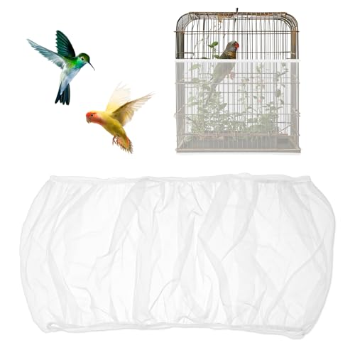 Bird Cage Seed Catcher White Bird Cage Net Cover Adjustable Birds Cages Netting Seed Catcher Stretchy Birds Ca - view 2
