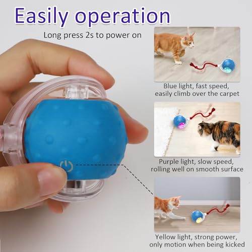 Giociv Interactive Cat Toys Ball for Indoor Cats Fast Rolling on Carpet, Chirping & Motion Activate Cat Toys ( - view 5