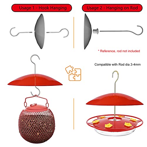 8" Mini Weather Guard for Bird Feeder - Small Protective Dome Cover Against Rain/Snow/Sun - Red Dia. 20CM - view 4