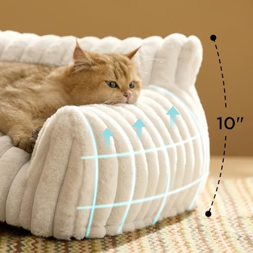 Bedsure ComfyFleece™ Cute Cat Couch for Pets - As Seen on TV on Good Day New York, Fuzzy Cats beds for Indoor  - view 3