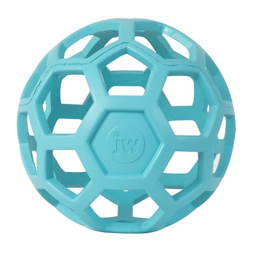 JW Pet HOL-ee Roller™, Dog Toy Puzzle Ball, Natural Rubber, Large (5.5” Inch Diameter), Blue - view 2