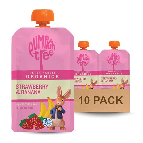 Pumpkin Tree Peter Rabbit Organics Strawberry and Banana Pure Fruit Snack, 4 Ounce (Pack of 10) - view 2
