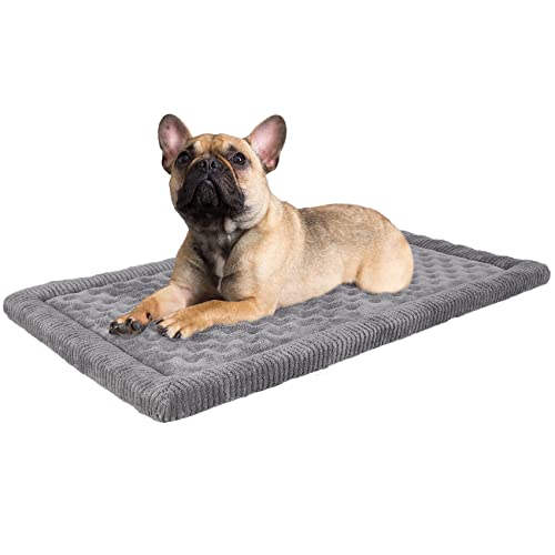 Dog Crate Pad 30x19 inch Gray Memory Foam Dog Bed Mat Small Medium Grey Washable Puppy Sleeping Bed Anti Slip - view 2