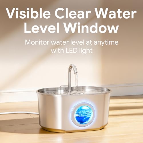 Cat Water Fountain Stainless Steel: 73oz/2.2L Cat Fountain for Drinking- Pet Water Fountain Inside - Automatic - view 7