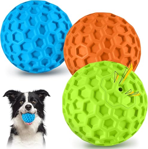havit Indestructible Squeaky Dog Balls for Aggressive Chewers, Interactive Dog Toys to Keep Them Busy, Rubber  - view 2