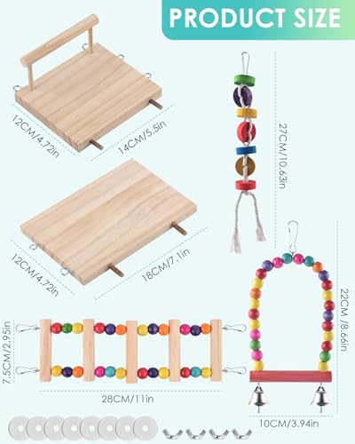 5in1 Bird Parakeet Toys, Detachable Birdie Perches Platform Swing with Climbing Ladder, Parrot Cage Stand Acce - view 3
