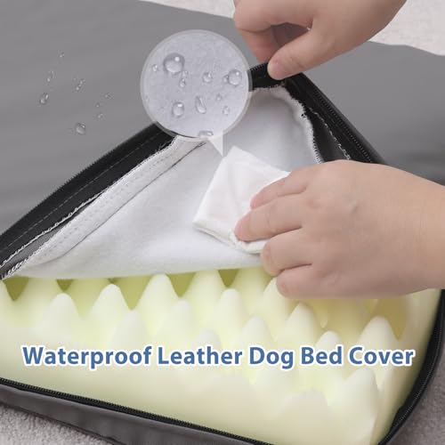 Vonabem Large Dog Bed Waterproof Outdoor, XL Crate Pad 42 inch Washable, Leather Pet beds with Removable Cover - view 4