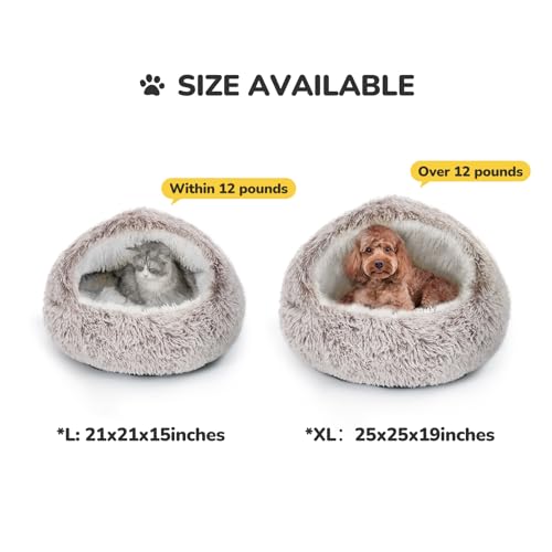 CATISM Plush Hooded Cat Bed, Calming Nest, Self-Warming Cave, Cozy Pod for Indoor Cats or Small Dogs, Removabl - view 7