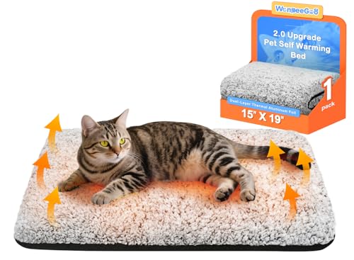 Self Warming Cat Bed, Heated Cat Bed, 2.0 Upgraded Thermal Foil Heating Pad, Plush Self-Heating Pet Mat for Cr - view 2